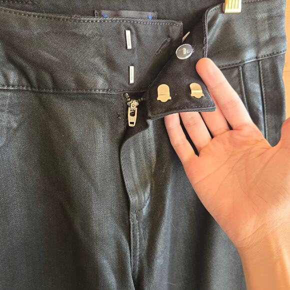 Anthropologie Paige Nellie High Rise Cropped Wide Leg Coated Jean NWOT 2 Black - Picture 5 of 6